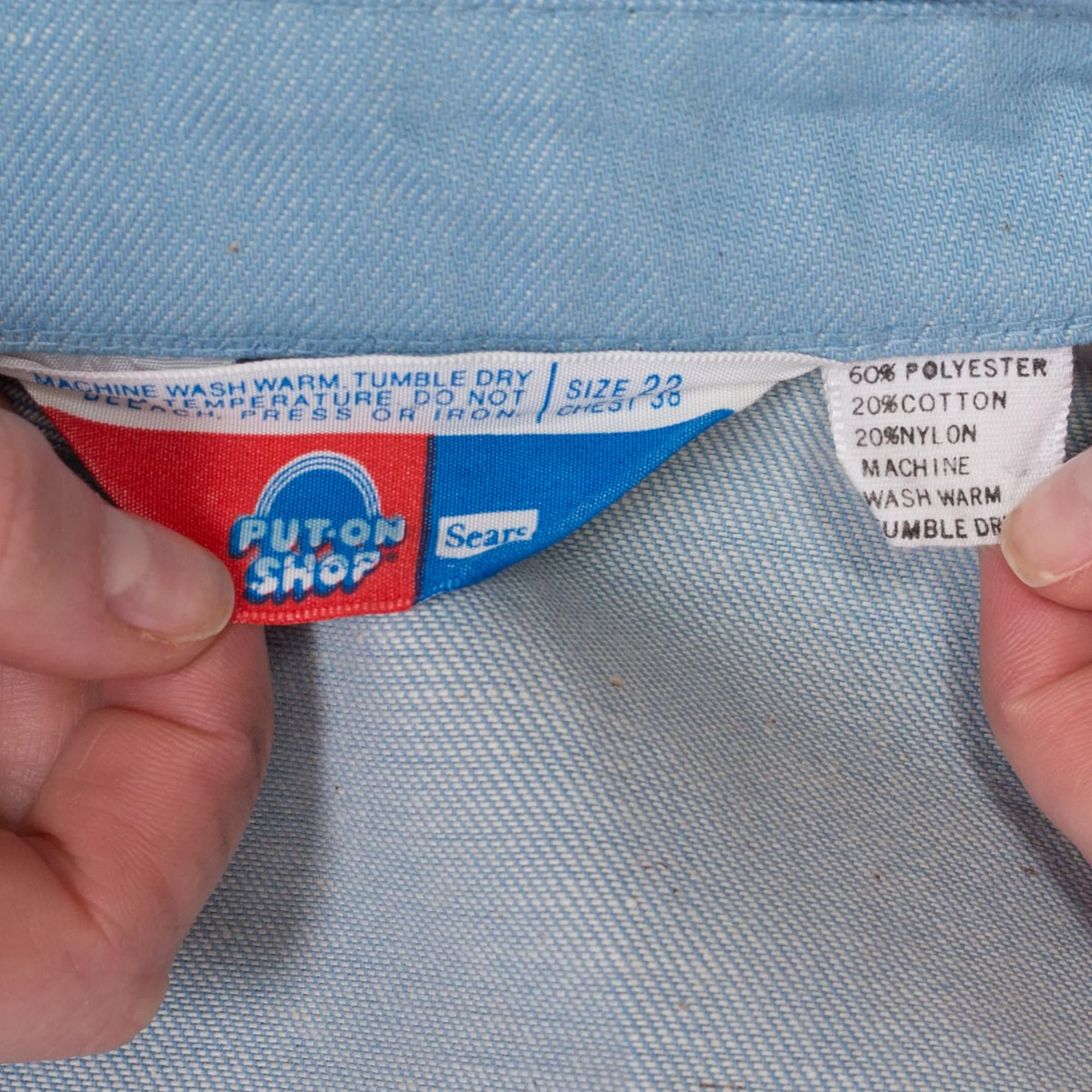 70s Light Blue Shirt Jacket - Men's Medium
