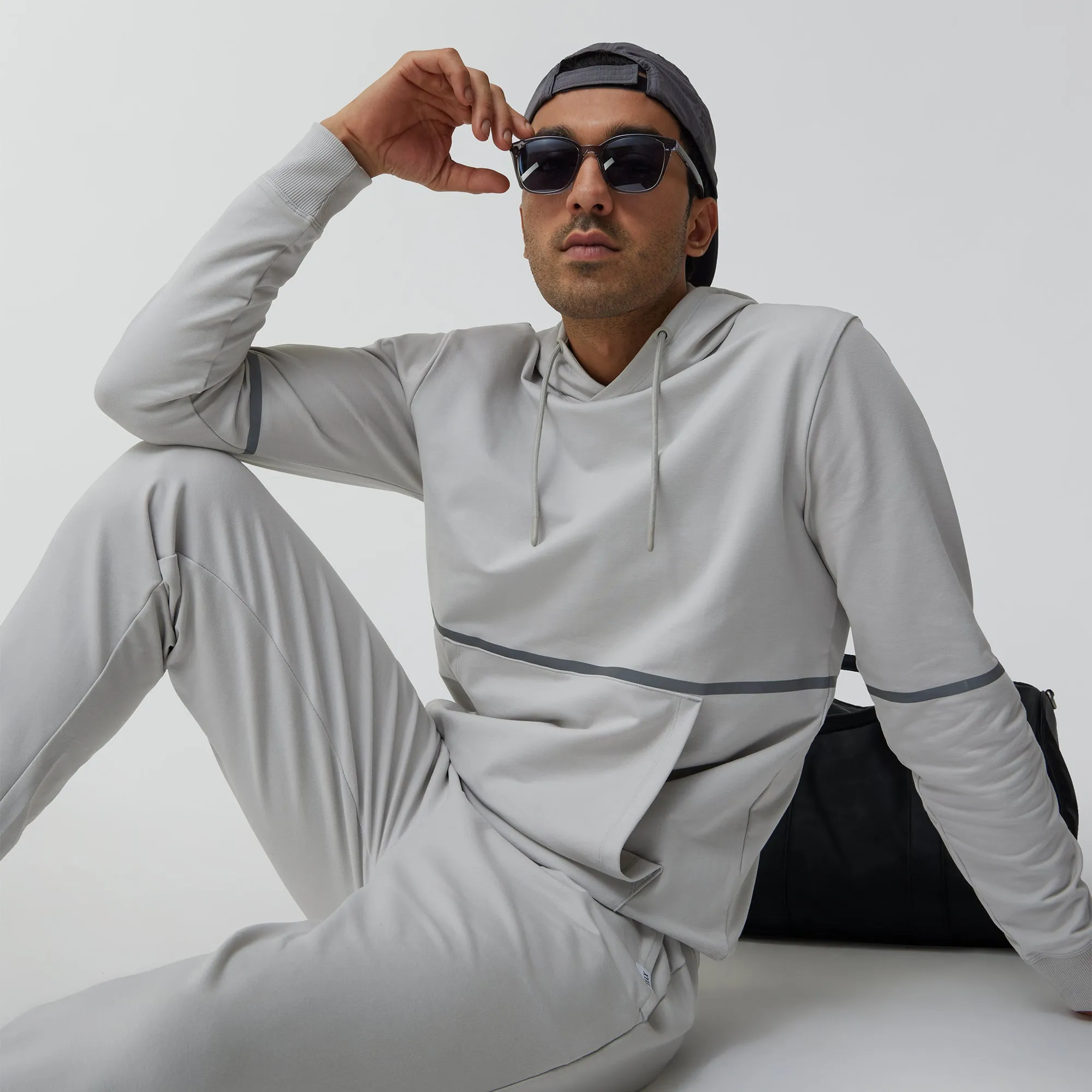 Ascent French Terry Cotton Blend Hoodie and Joggers Co-Ord Chrome White