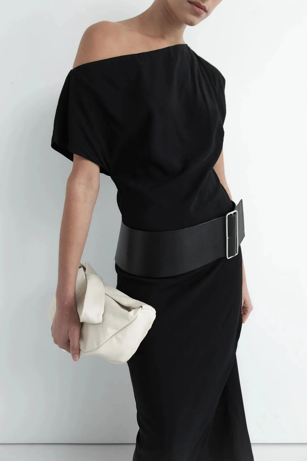 Asymmetric Off Shoulder Dress in Black