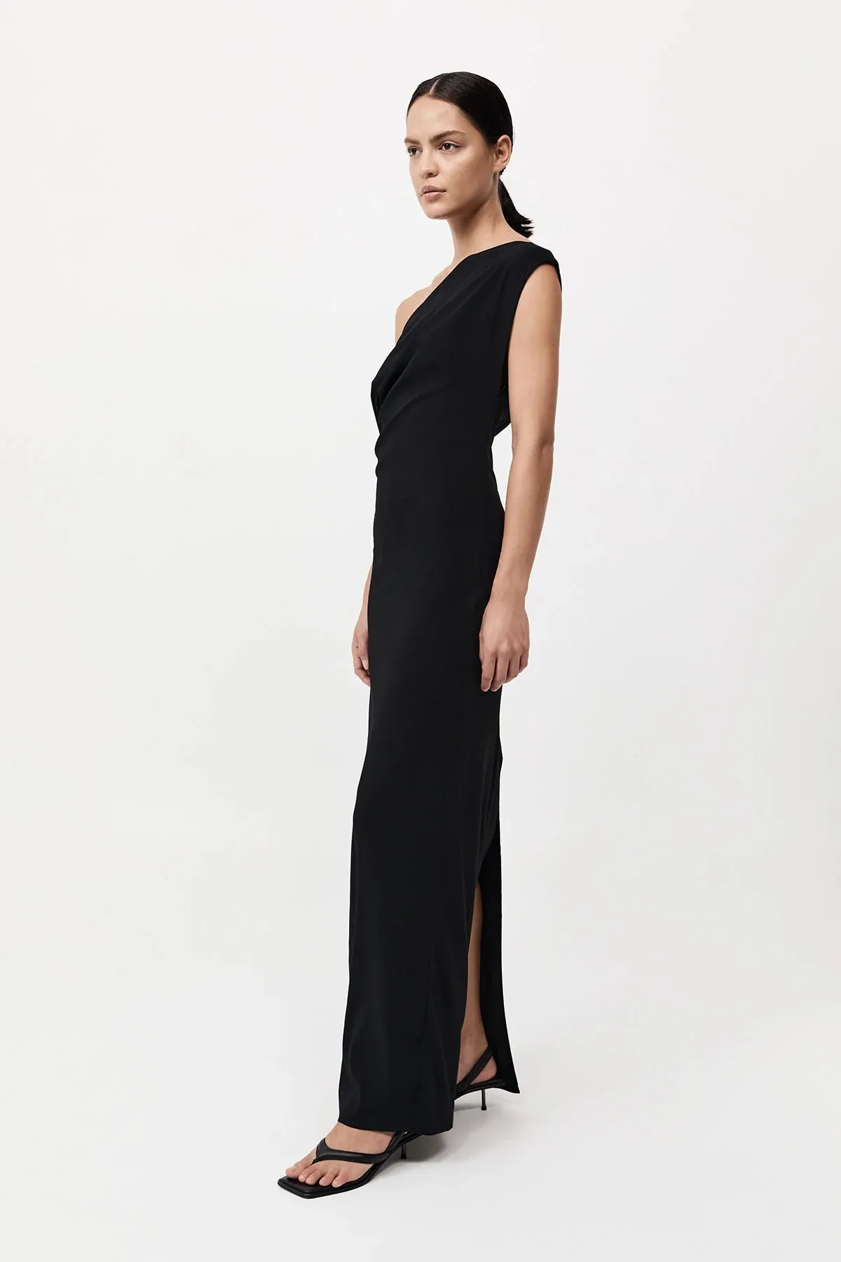 Asymmetric Off Shoulder Dress in Black