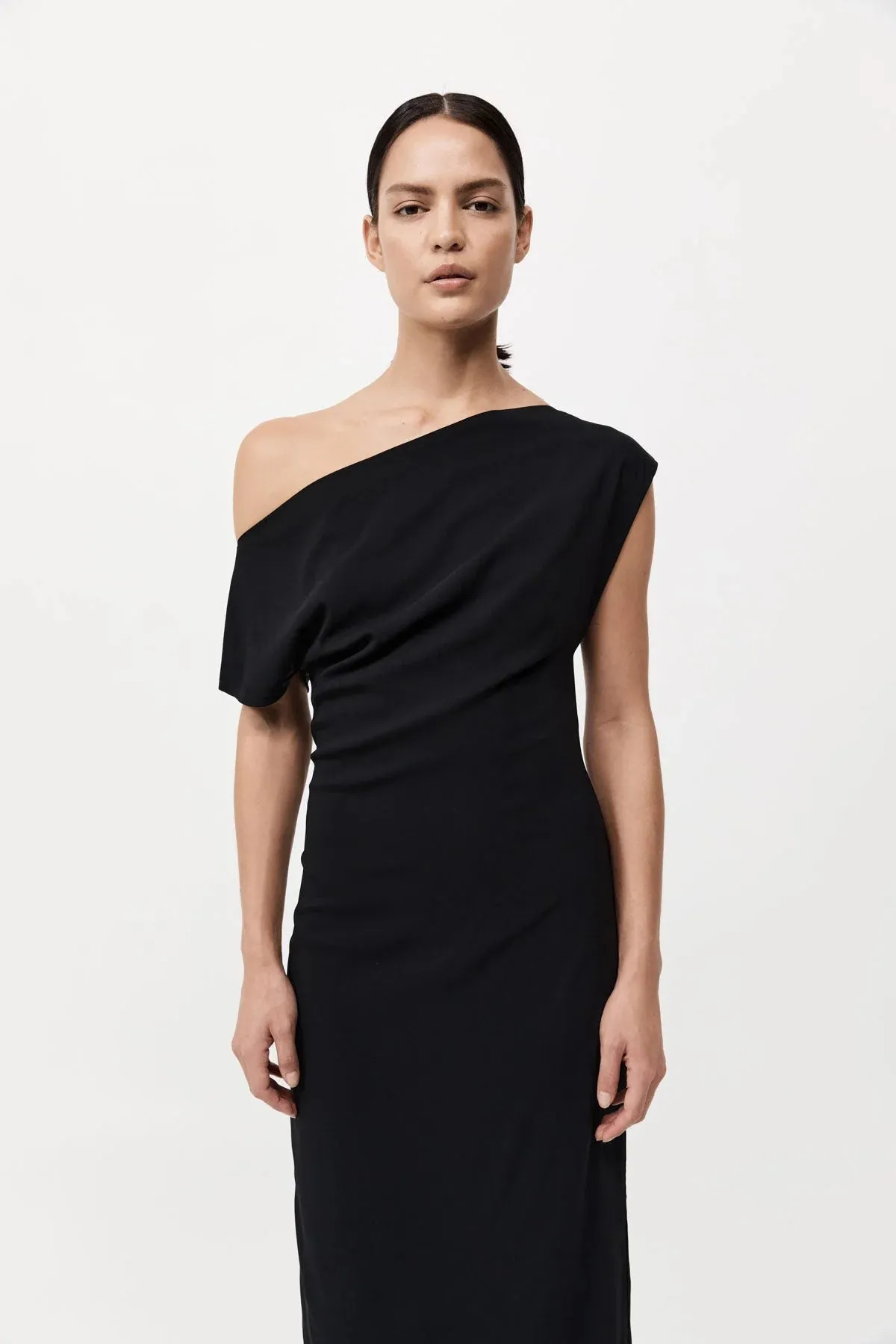Asymmetric Off Shoulder Dress in Black