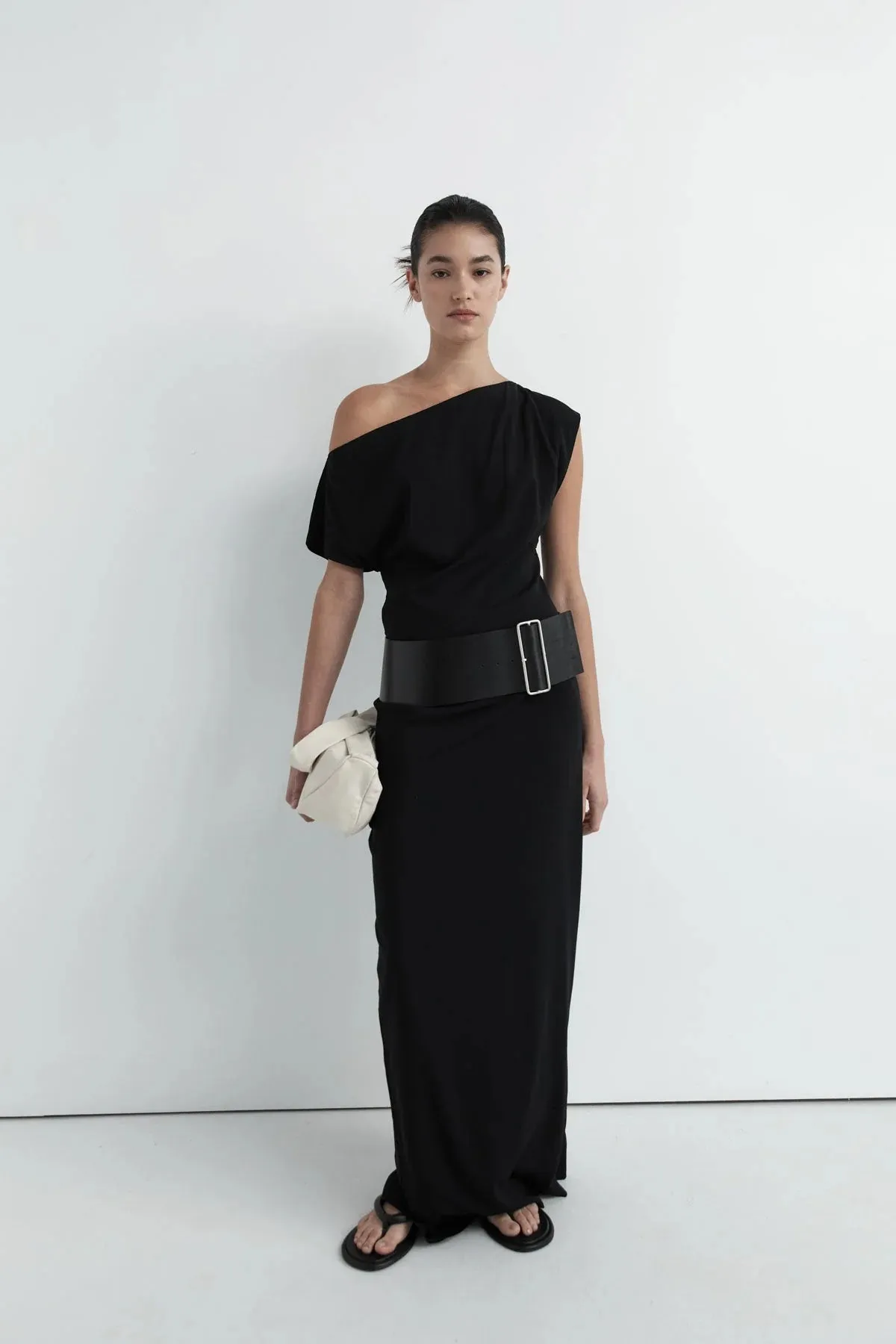 Asymmetric Off Shoulder Dress in Black