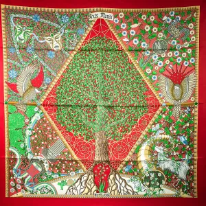 Axis Mundi Hermes Scarf by Christine Henry 90cm Silk Twill w/Box