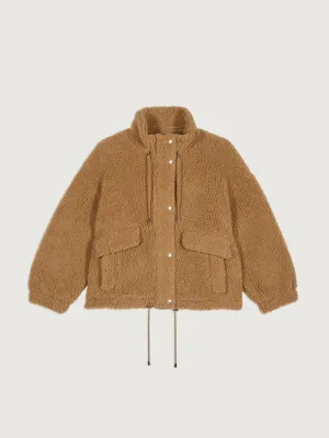 Beige shearling cropped jacket