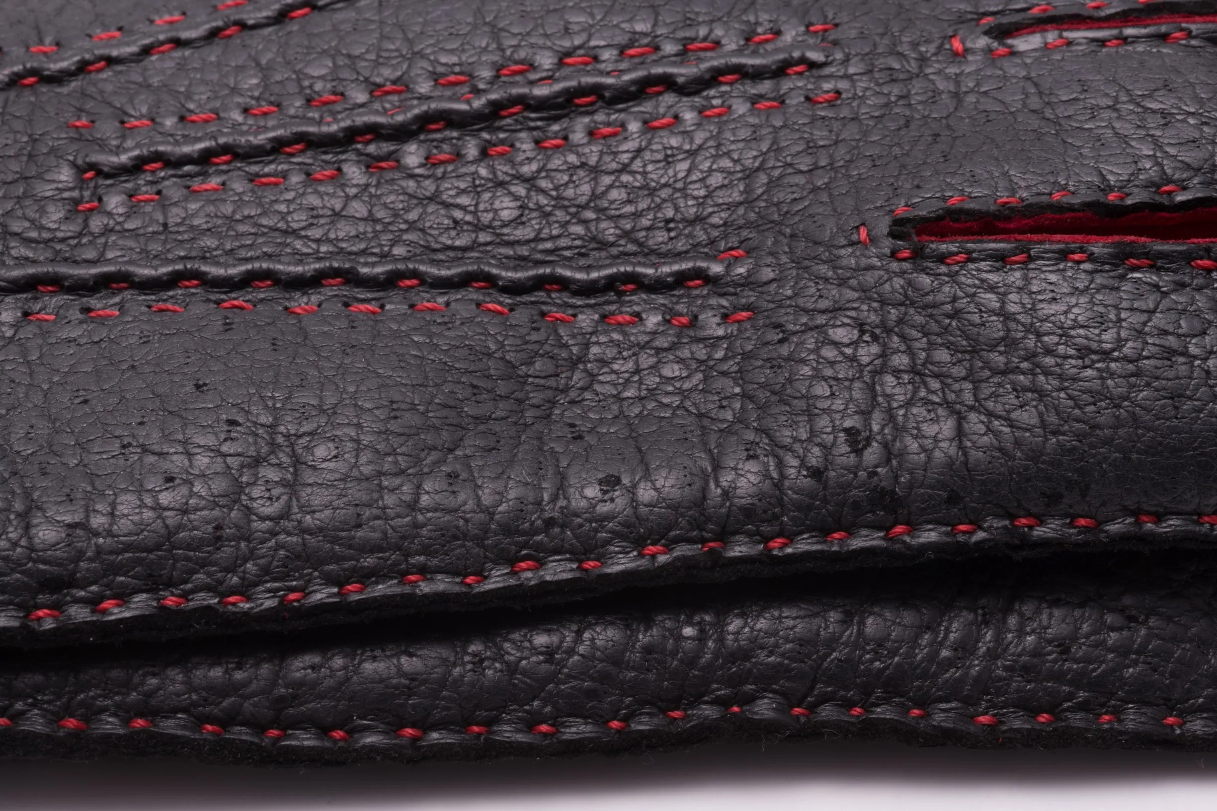 Black & Red Cashmere Lined Peccary Gloves