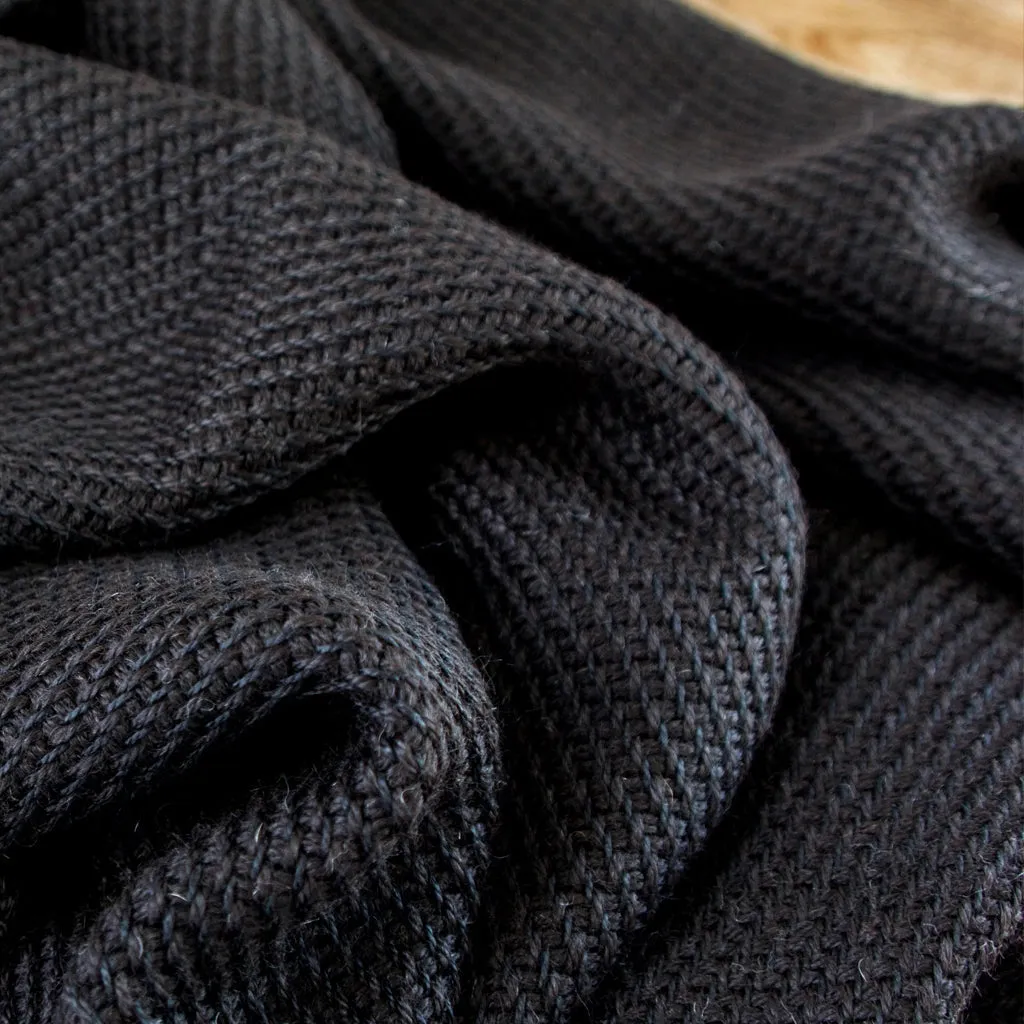 Black Handwoven Alpaca & Silk Wrap