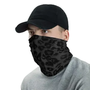 Black Leopard Face Mask Shield, Animal Print Headband Bandana Wristband-Made in USA/EU