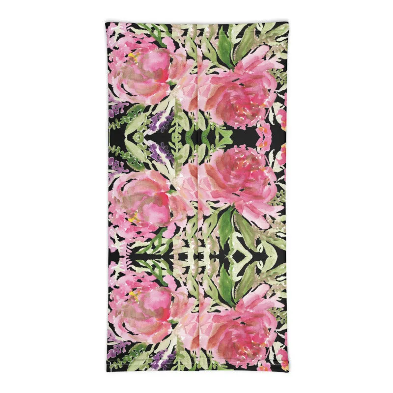 Black Rose Face Mask, Face Cover Shield, Flower Reusable Washable Bandana-Made in USA/EU