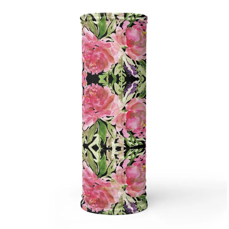 Black Rose Face Mask, Face Cover Shield, Flower Reusable Washable Bandana-Made in USA/EU