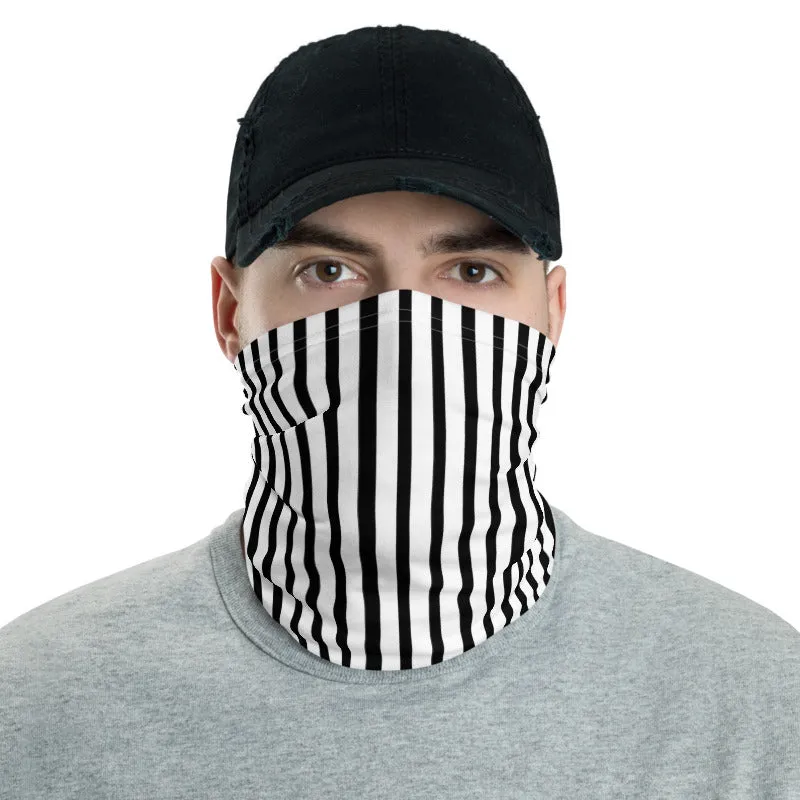 Black Stripes Face Mask Cover Shield, Reusable Washable Cool Bandana-Made in USA/EU