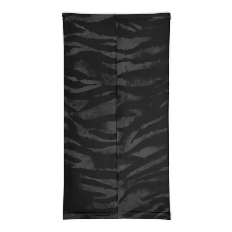 Black Tiger Striped Neck Gaiter, Face Mask Shield, Headband, Bandana -Made in USA/EU