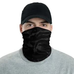 Black Tiger Striped Neck Gaiter, Face Mask Shield, Headband, Bandana -Made in USA/EU