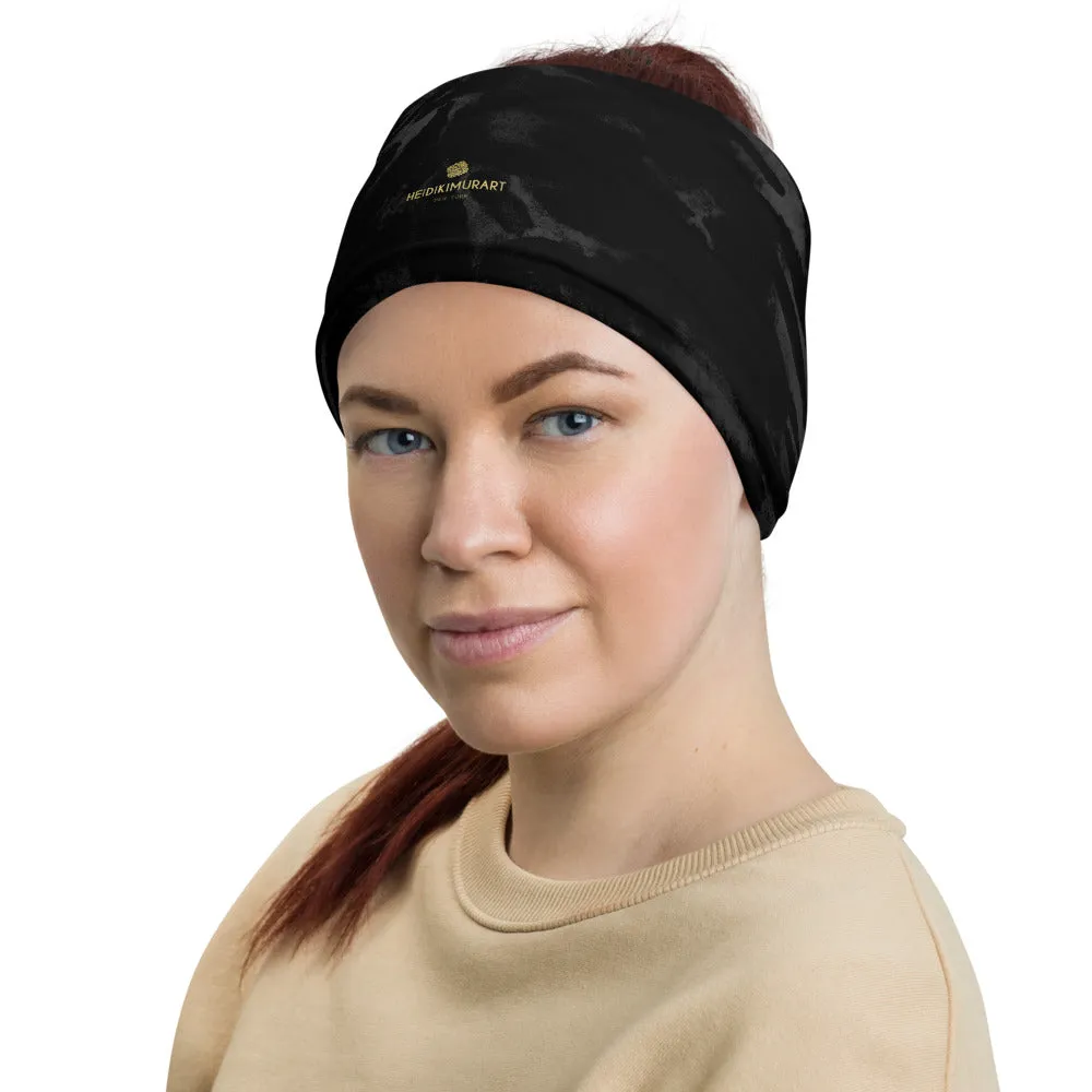 Black Tiger Striped Neck Gaiter, Face Mask Shield, Headband, Bandana -Made in USA/EU