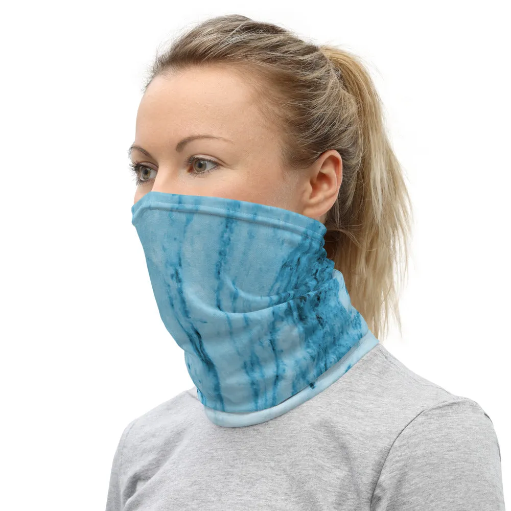 Blue Abstract Print Neck Gaiter, Marble Unisex Washable Face Covering-Made in USA/EU
