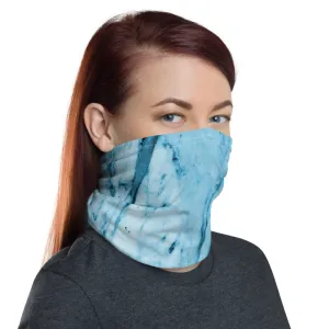 Blue Abstract Print Neck Gaiter, Marble Unisex Washable Face Covering-Made in USA/EU