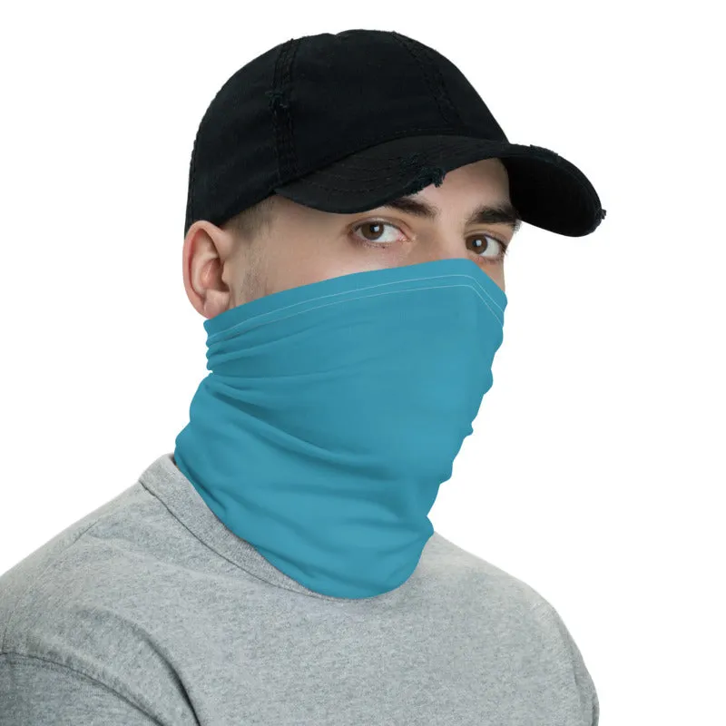 Blue Face Mask Shield, Reusable Washable Face Scarf Headband Bandana-Made in USA/EU