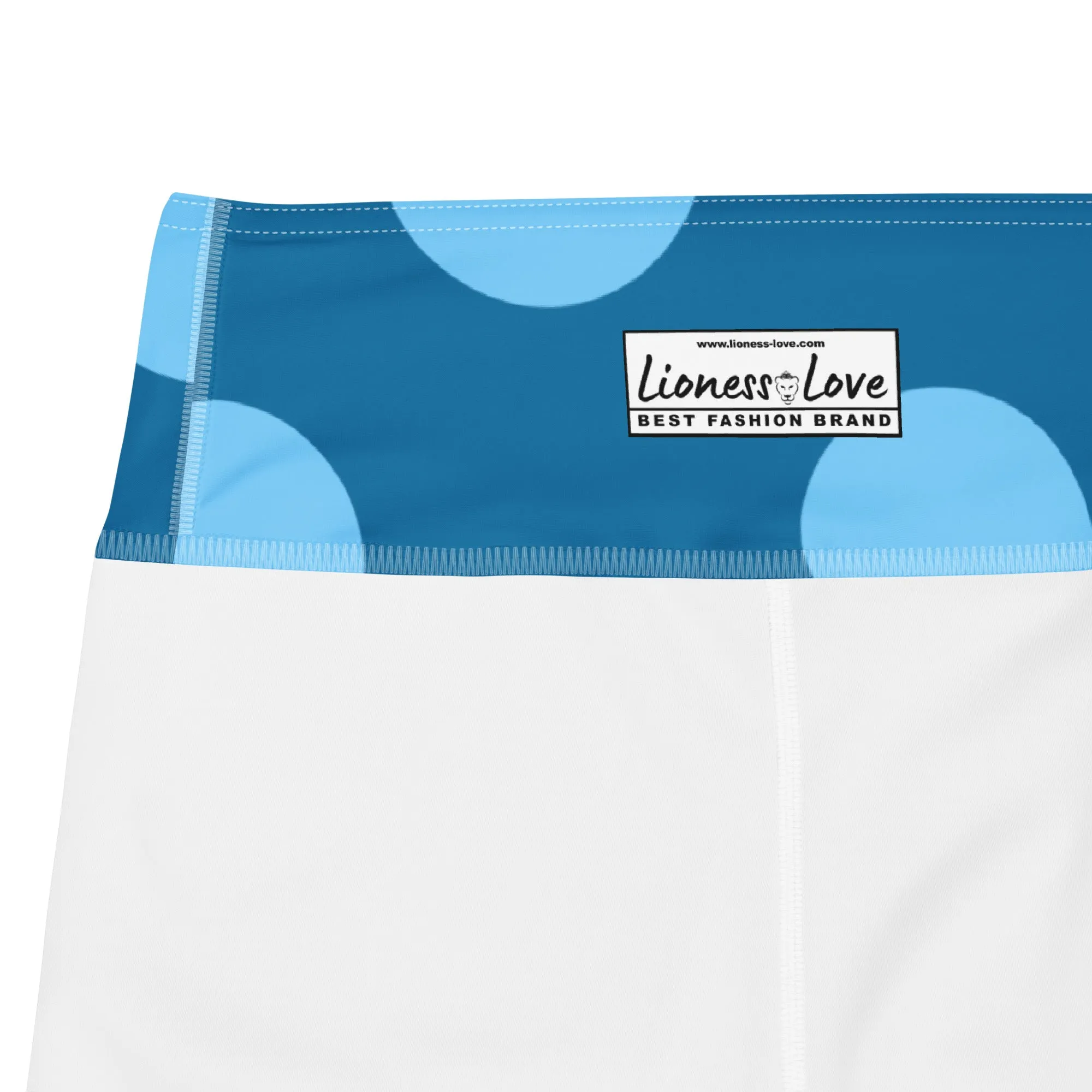 Blue Polka Dots Yoga Capri Leggings Activewear Capri Leggings, lioness-love
