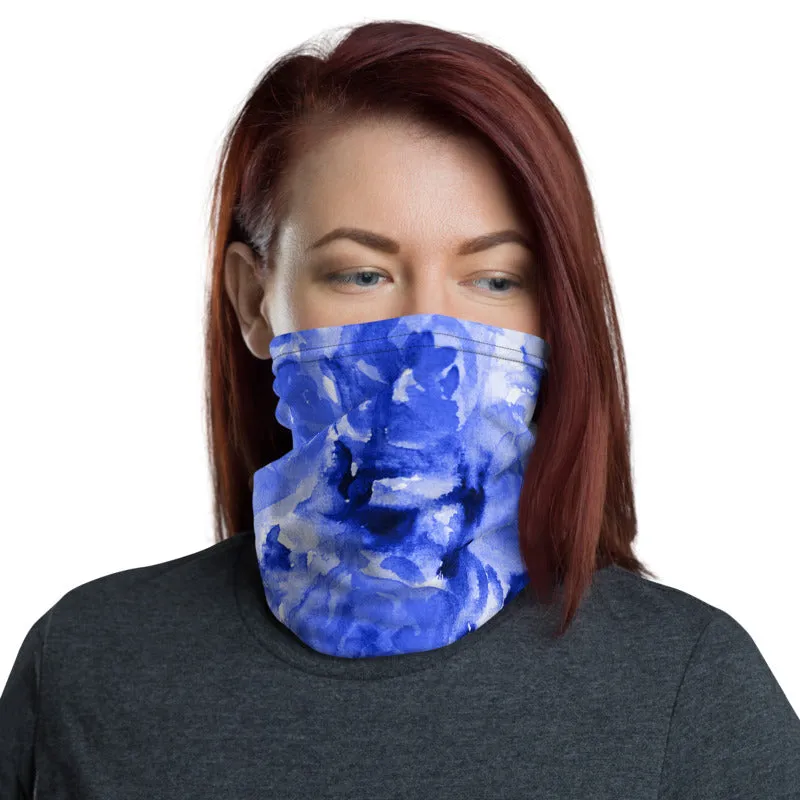 Blue Roses Face Mask, Face Covering, Headband Bandana Neck Gaiter-Made in USA/EU