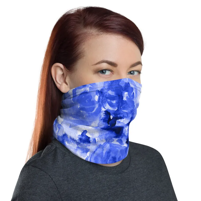 Blue Roses Face Mask, Face Covering, Headband Bandana Neck Gaiter-Made in USA/EU