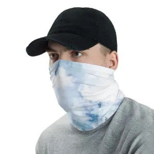 Blue Tie Dye Face Mask, Ear Shield, Headband Bandana Neck Warmer-Made in USA/EU