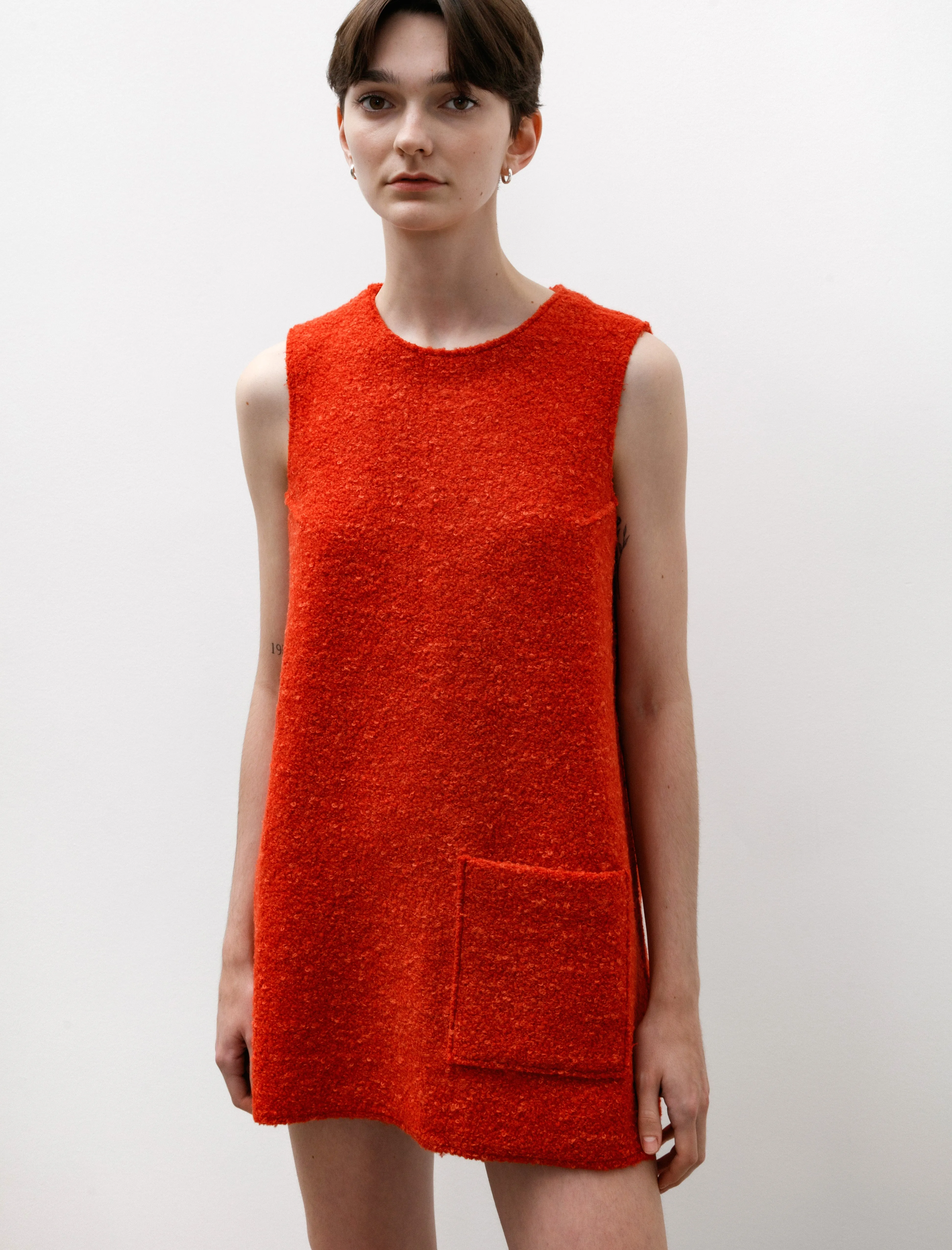 Bouclé Mini Dress Red