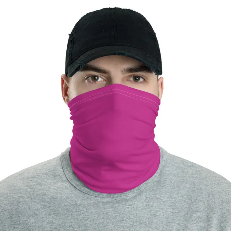 Bright Pink Face Mask Shield, Reusable Neck Warmer Bandana, Headband-Made in USA/EU