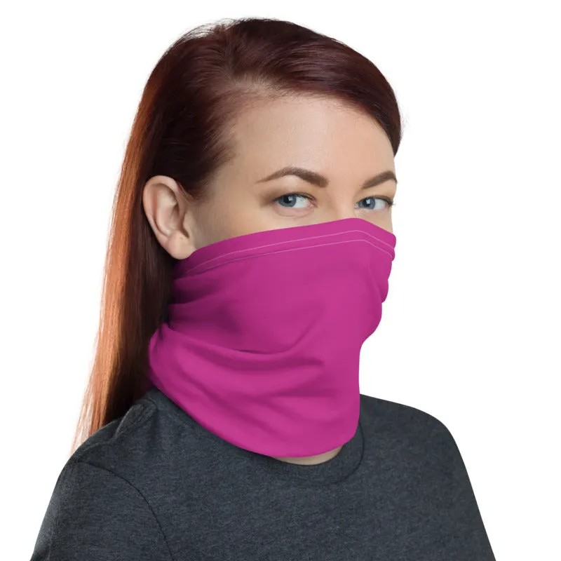 Bright Pink Face Mask Shield, Reusable Neck Warmer Bandana, Headband-Made in USA/EU