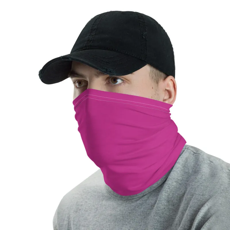 Bright Pink Face Mask Shield, Reusable Neck Warmer Bandana, Headband-Made in USA/EU
