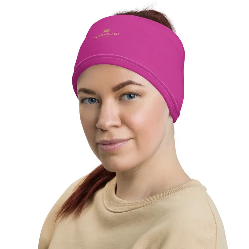 Bright Pink Face Mask Shield, Reusable Neck Warmer Bandana, Headband-Made in USA/EU
