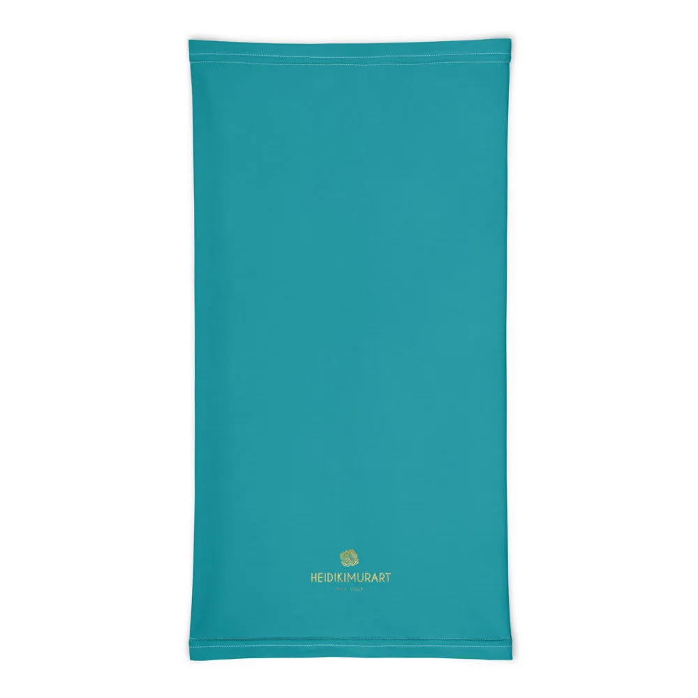 Bright Teal Blue Face Mask Covering, Reusable Washable Headband Bandana-Made in USA/EU