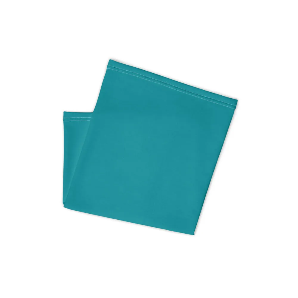 Bright Teal Blue Face Mask Covering, Reusable Washable Headband Bandana-Made in USA/EU