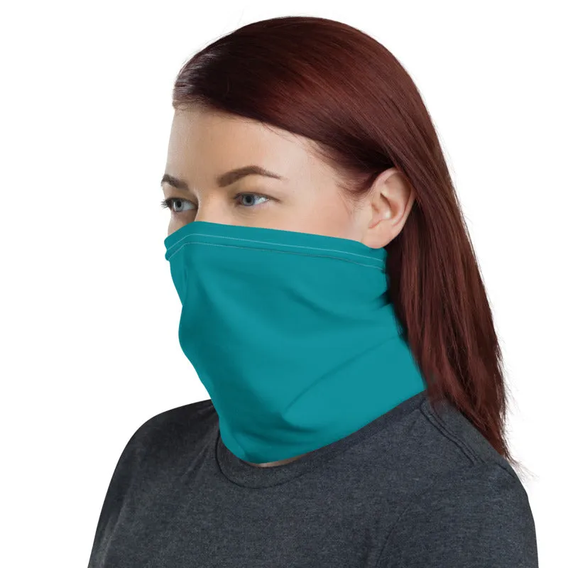 Bright Teal Blue Face Mask Covering, Reusable Washable Headband Bandana-Made in USA/EU