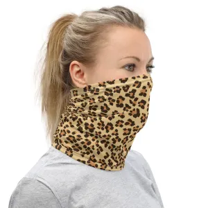 Brown Leopard Neck Gaiter, Animal Print Unisex Face Shield Bandana, Headband-Made in USA/EU