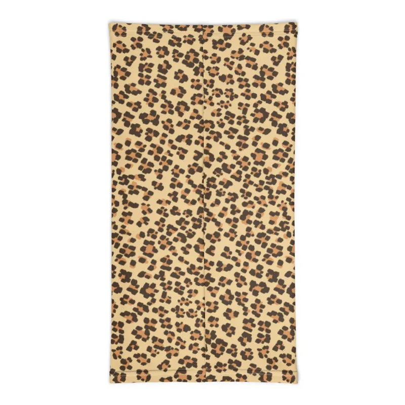 Brown Leopard Neck Gaiter, Animal Print Unisex Face Shield Bandana, Headband-Made in USA/EU