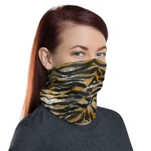 Brown Tiger Stripe Neck Gaiter, Animal Print Face Mouth Covering Masks-Made in USA/EU