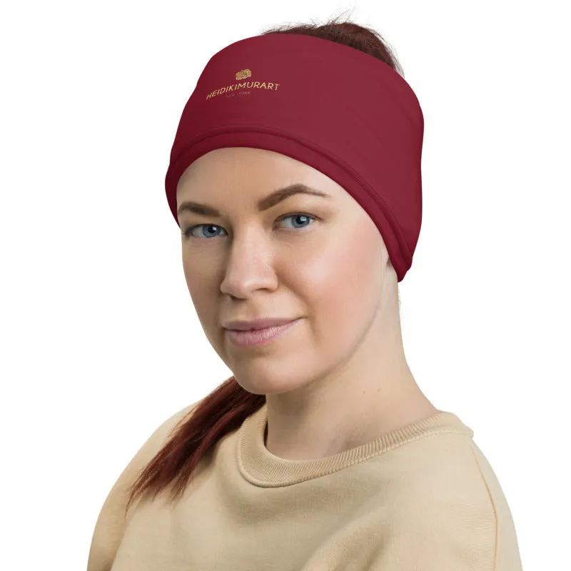 Burgundy Red Face Mask Shield, Reusable Neck Warmer Bandana, Headband-Made in USA/EU