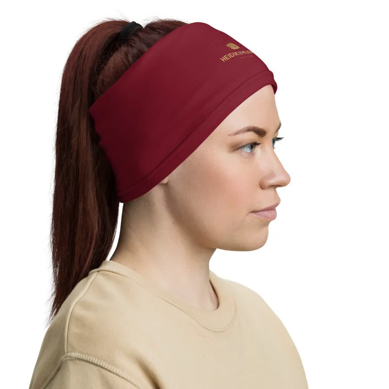 Burgundy Red Face Mask Shield, Reusable Neck Warmer Bandana, Headband-Made in USA/EU