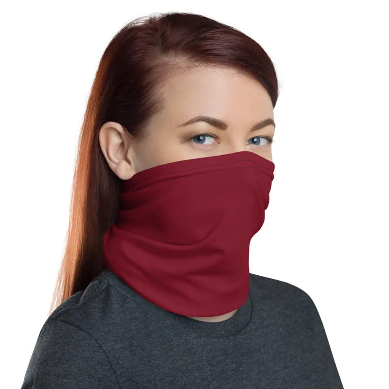 Burgundy Red Face Mask Shield, Reusable Neck Warmer Bandana, Headband-Made in USA/EU