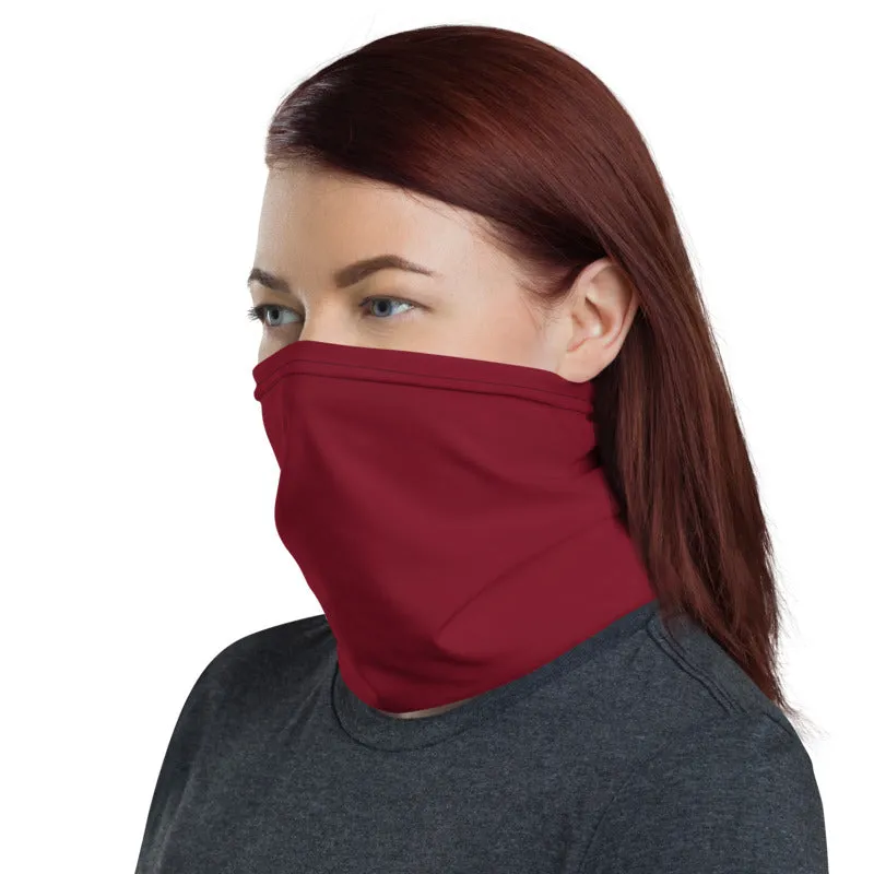 Burgundy Red Face Mask Shield, Reusable Neck Warmer Bandana, Headband-Made in USA/EU
