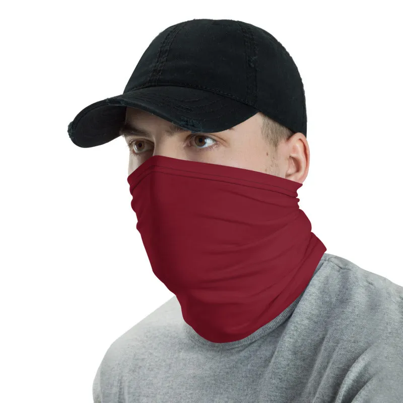 Burgundy Red Face Mask Shield, Reusable Neck Warmer Bandana, Headband-Made in USA/EU