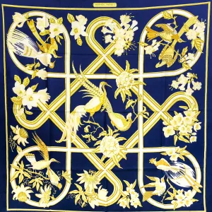 Caraibes Hermes Scarf by Christiane Vauzelles on RARE Lute and Guitar Jacquard - Very RARE