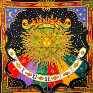 Carpe Diem Hermès Scarf by Joachim Metz 90 cm Silk Twill Midnight Blue w/BOX