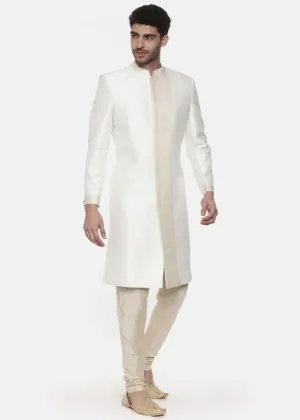 Classic Ivory Silk Sherwani - MMSHR022