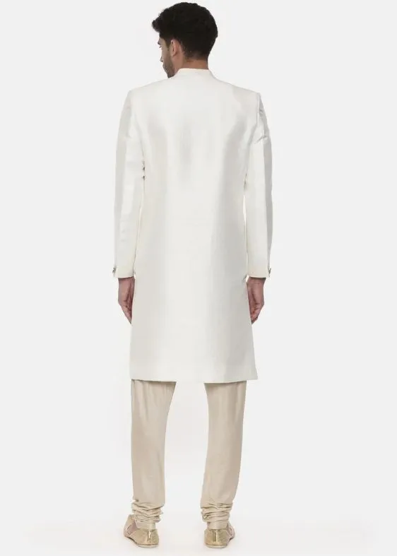Classic Ivory Silk Sherwani - MMSHR022