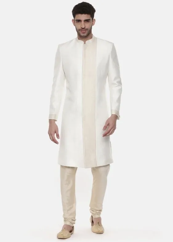 Classic Ivory Silk Sherwani - MMSHR022