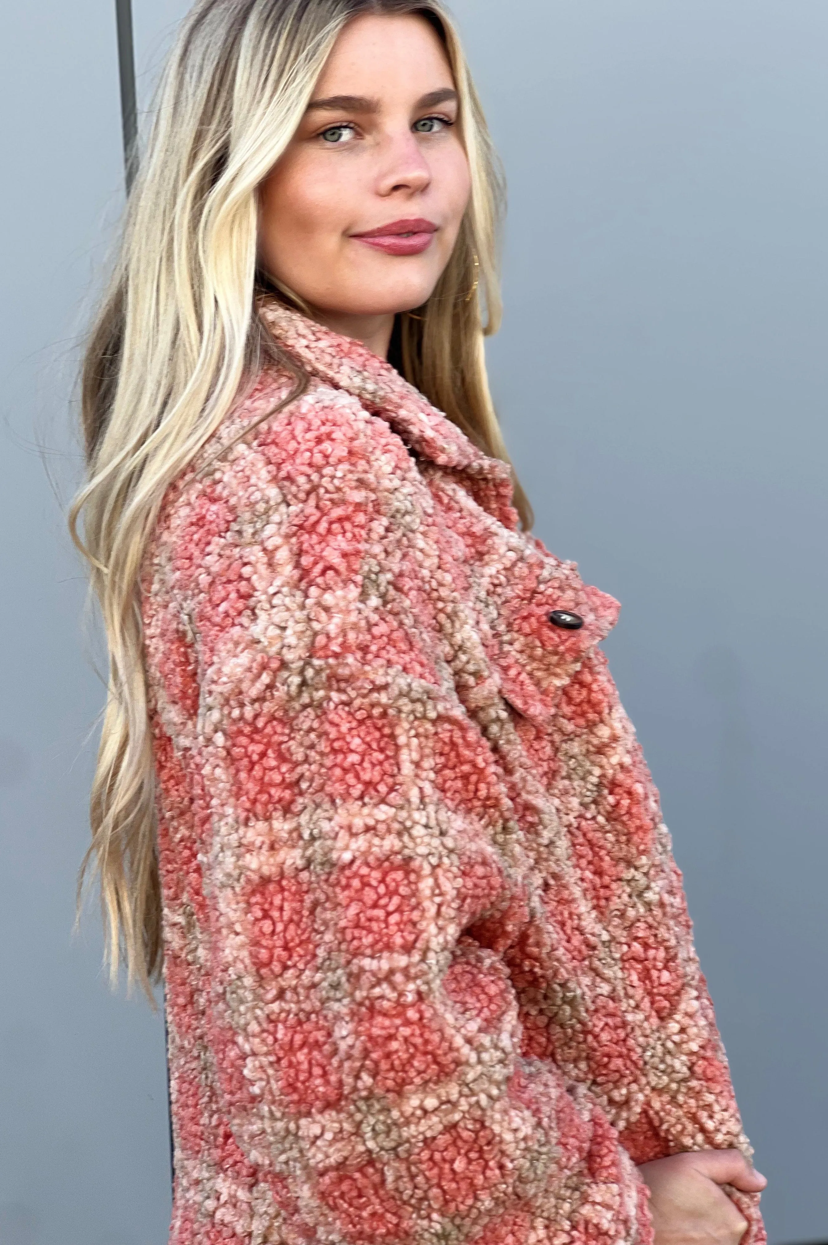 Coral Sherpa Shacket
