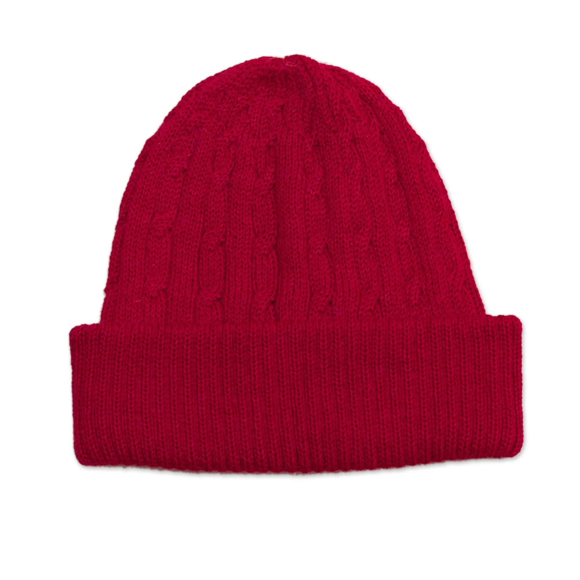 Crimson Red 100% Alpaca Soft Cable Knit Hat from Peru - Comfy in Red | NOVICA