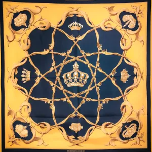 Crown Hermes Scarf by Julia Abadie 90 cm Silk Twill Early Issue
