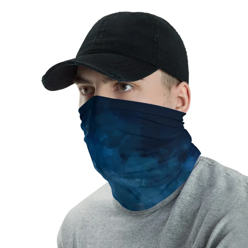 Dark Blue Face Mask Covering Shield, Tie Dye Bandana Neck Warmer-Made in USA/EU