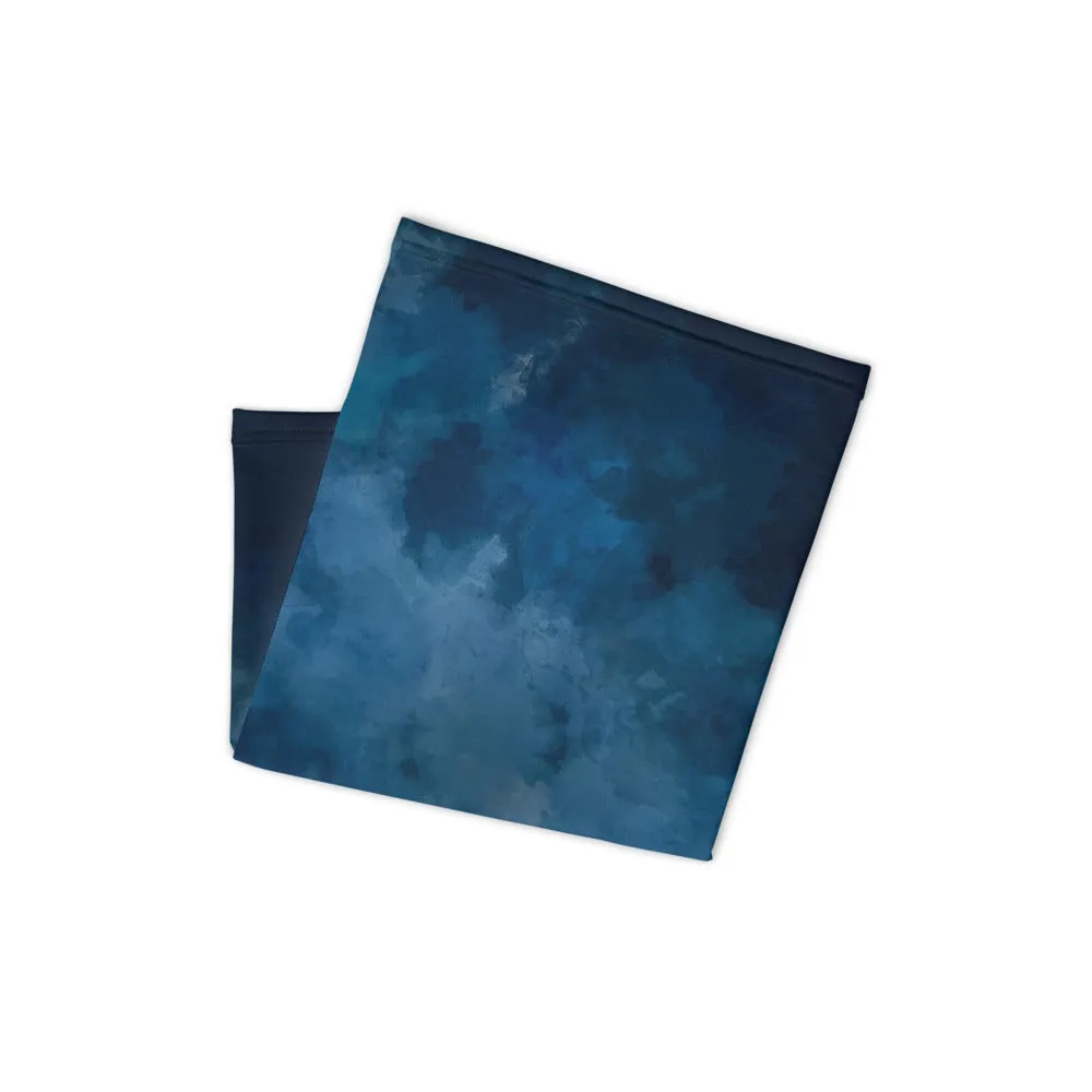 Dark Blue Face Mask Covering Shield, Tie Dye Bandana Neck Warmer-Made in USA/EU